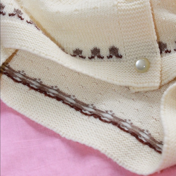 EUC Vintage Cream Wool Fair Isle Button-Up Cardigan - Picture 12 of 12